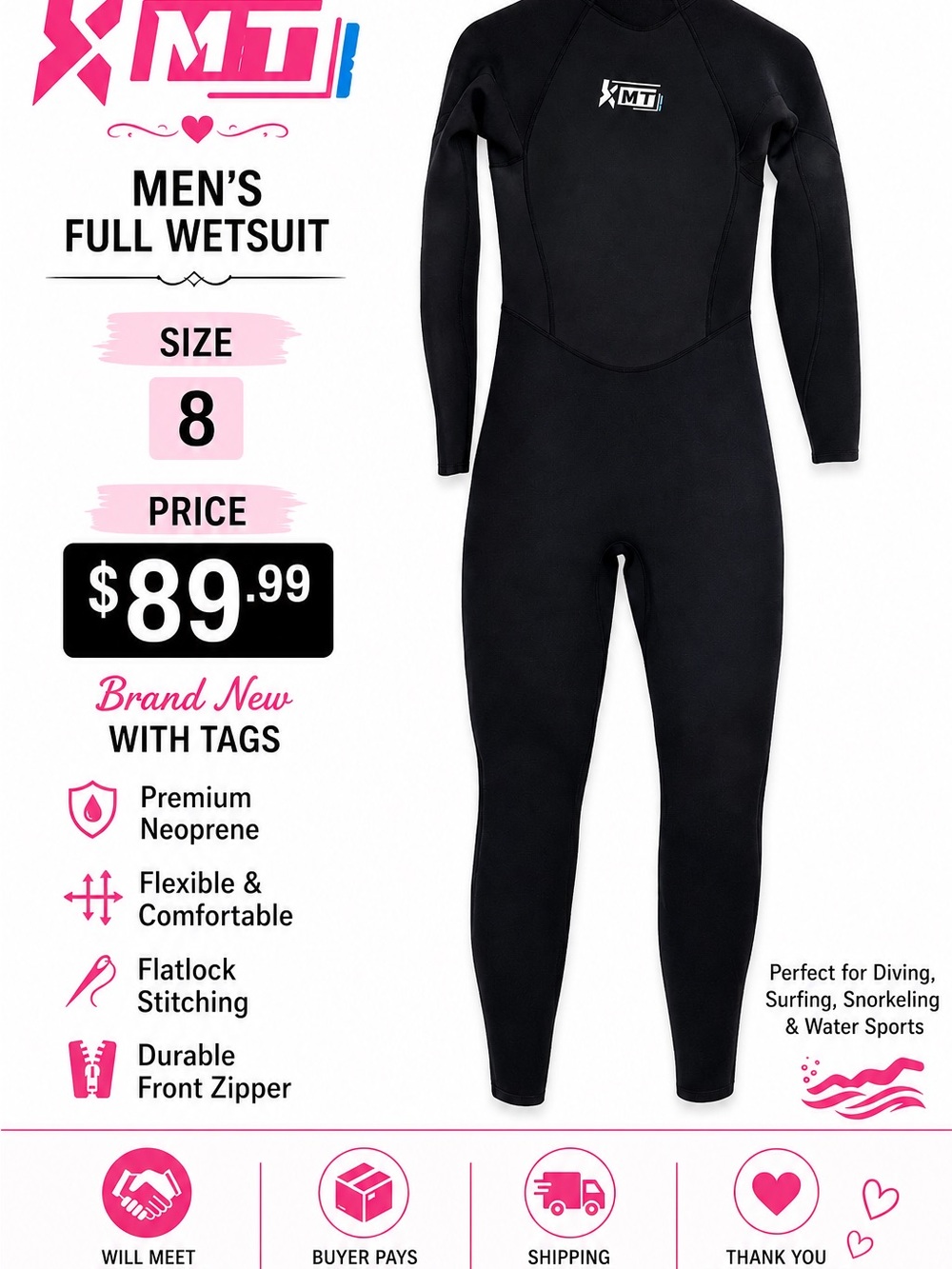 MT Men’s Black Full Wetsuit Rash Guard